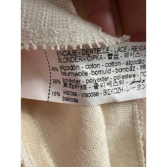 Zara Sleeveless Lace Detail V Neck Ivory Cream Cotton Top size Small - Picture 5 of 6